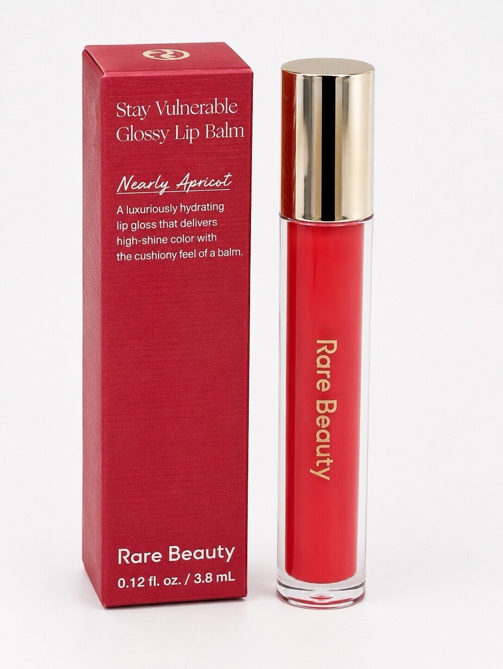 Rare Beauty Stay Vulnerable Glossy Lip Balm Nearly Apricot 3.8ml NIB Full Sz